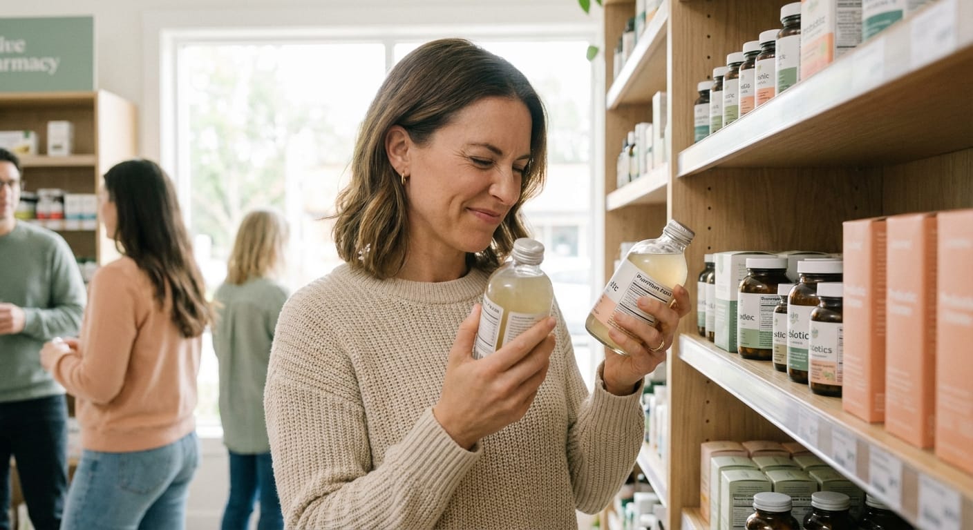 유산균 성분표 비교하는 소비자