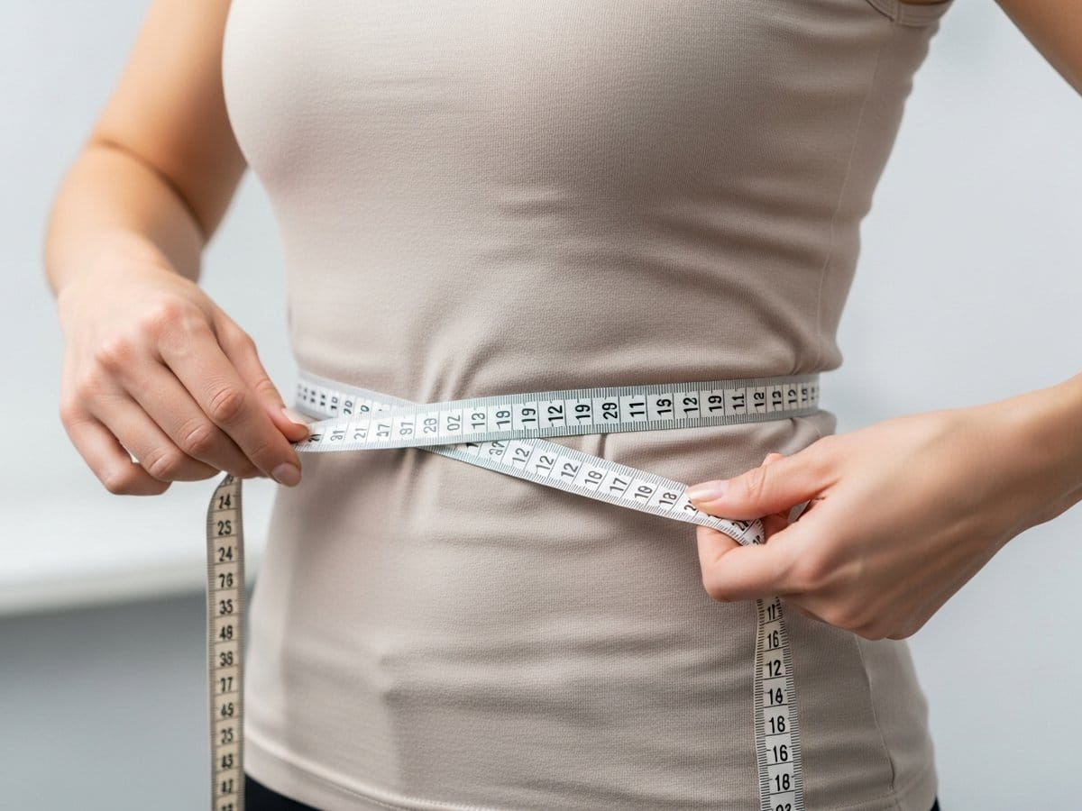 갈비뼈 아래와 골반 위 중간 지점에서 허리둘레를 재는 방법