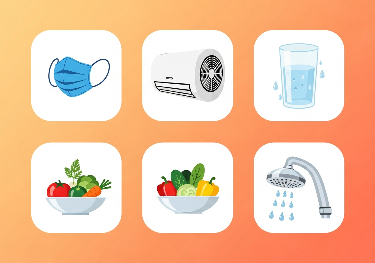 미세먼지 대응 5가지 실천법을 요약한 카드형 이미지