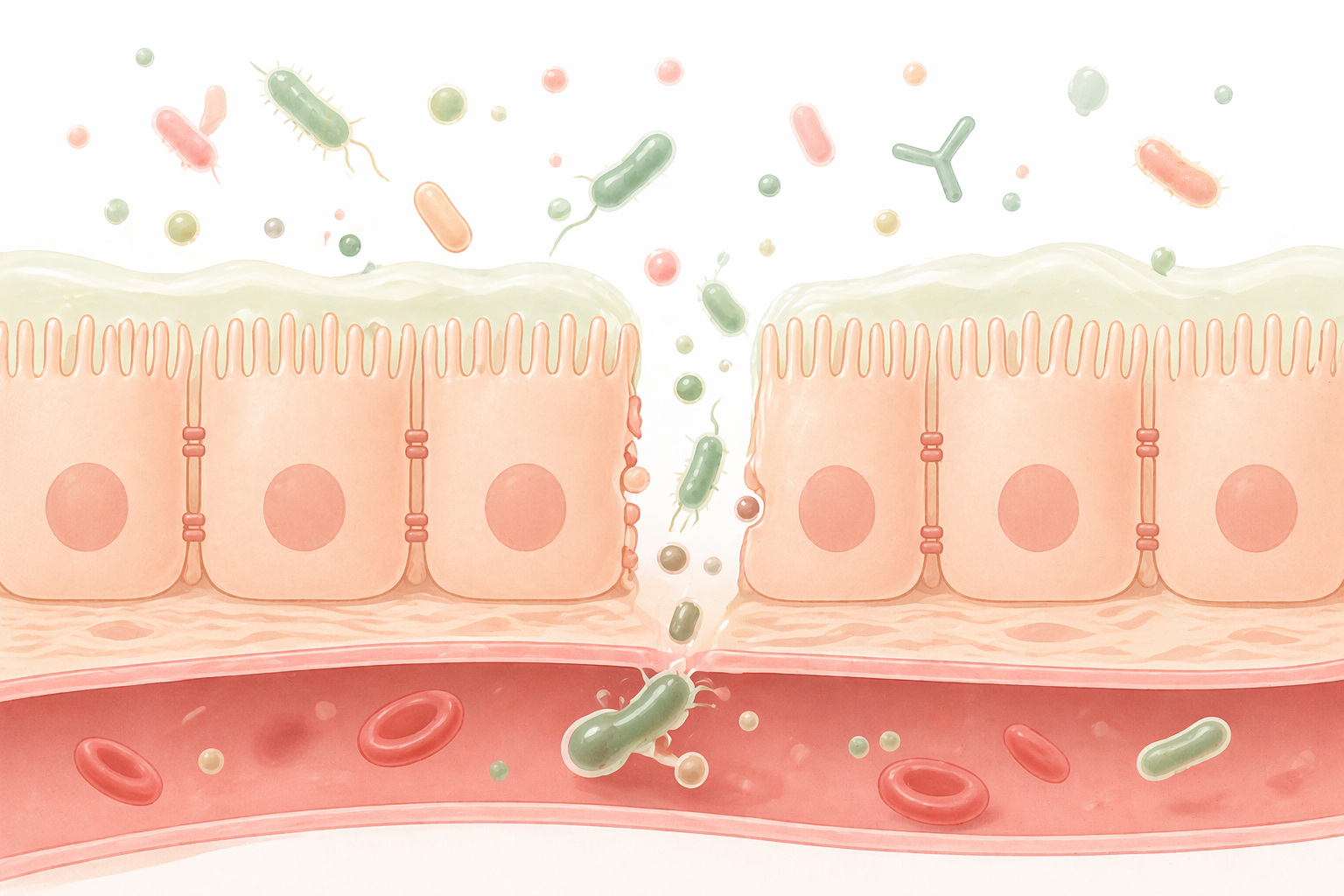 장벽을 통과하는 세균 개념 일러스트