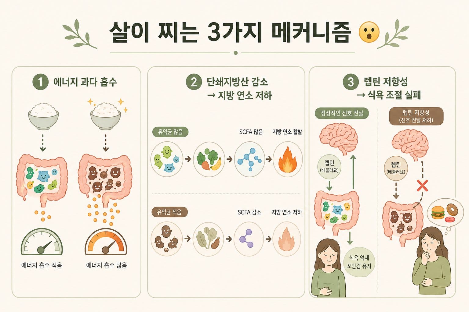 에너지 흡수, 단쇄지방산, 렙틴 경로로 본 장내 미생물과 체중 조절 메커니즘