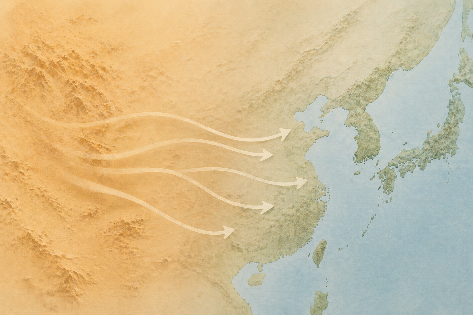 중국·몽골 사막에서 한반도로 이어지는 황사 이동 경로