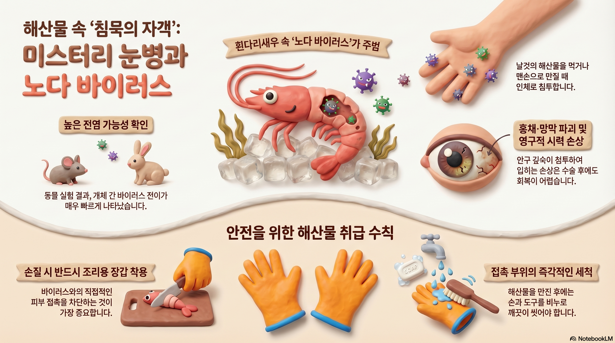 해산물과 중국발 노다 바이러스 눈병