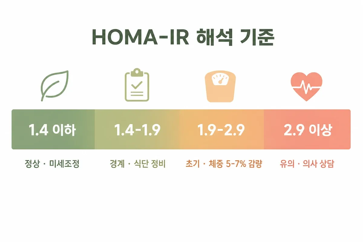 HOMA-IR 단계별 해석 4구간 인포그래픽