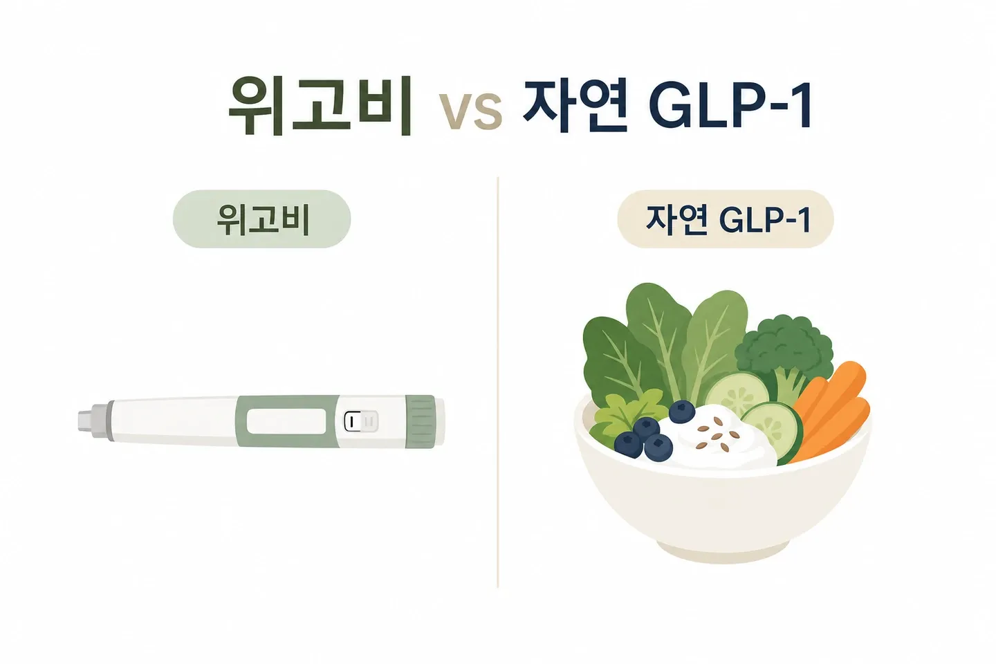 위고비와 자연 GLP-1 비교 인포그래픽
