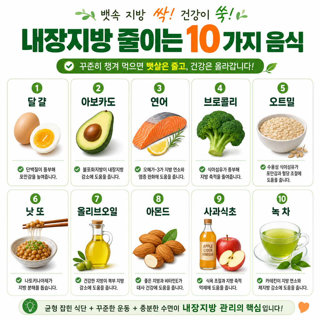 내장지방 줄이는 식품 TOP 10
