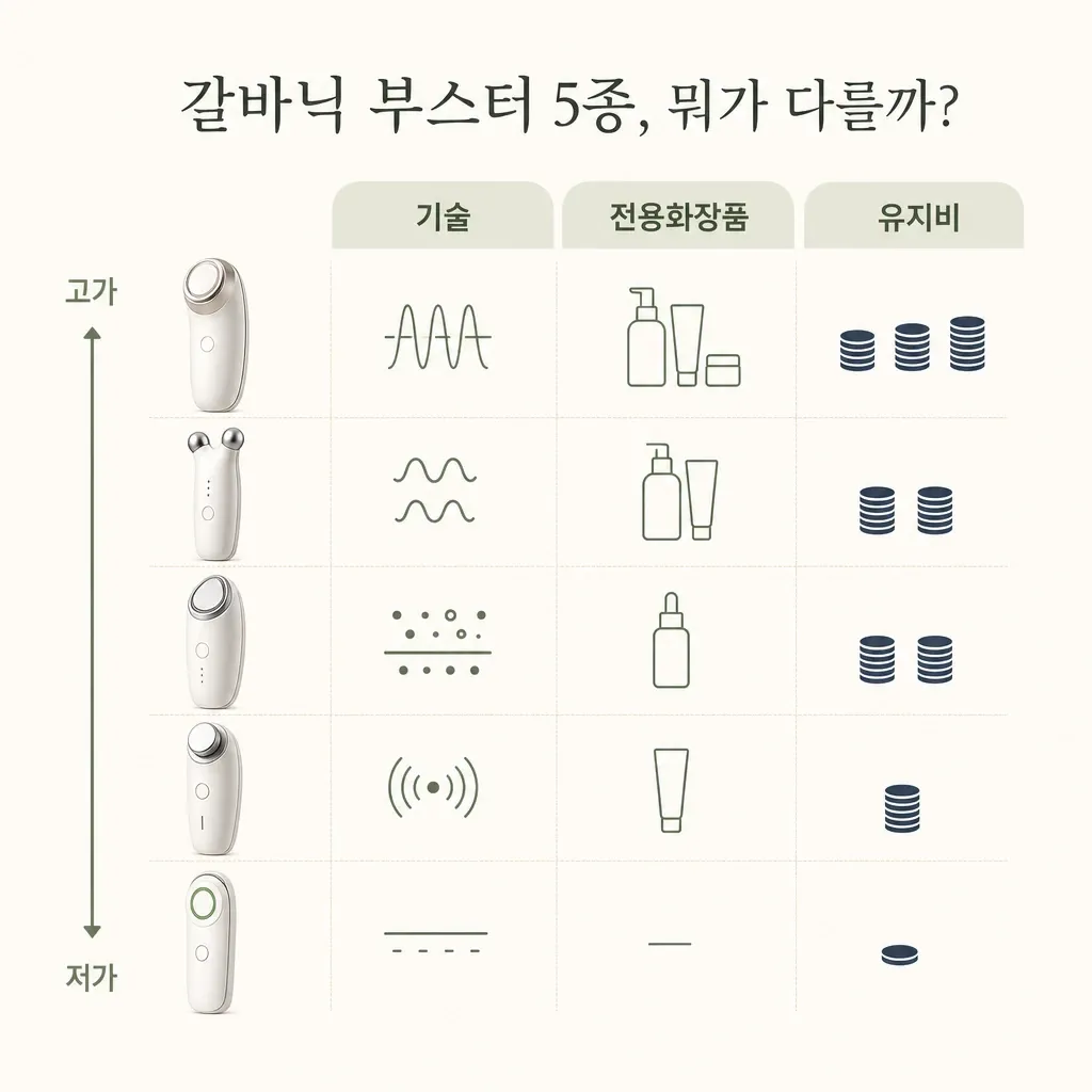 갈바닉 부스터 5종 비교 인포그래픽