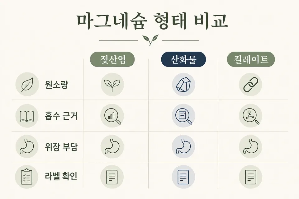 마그네슘 흡수율 비교